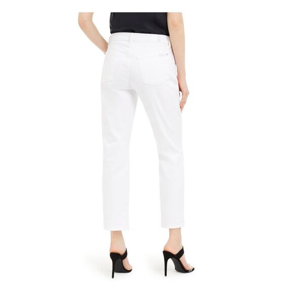 NWT 7 FOR ALL MANKIND Womens White Cropped Boyfriend Jeans Size: 30 - Picture 2 of 4